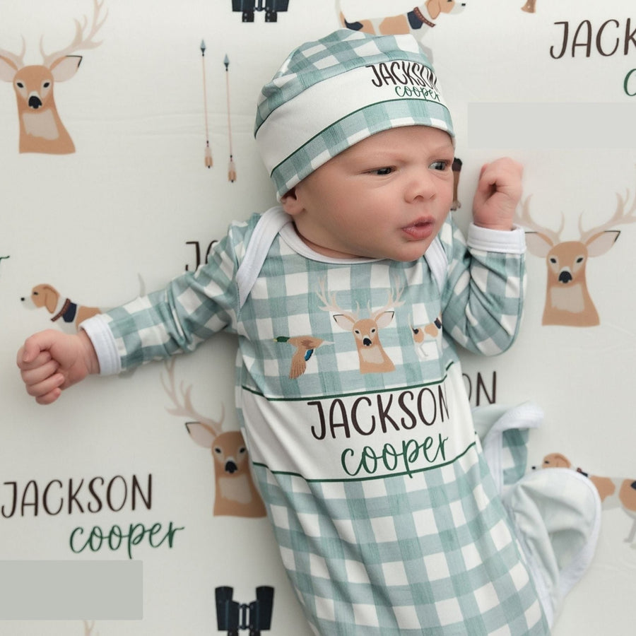 Deer Hunter Knotted Baby Gown