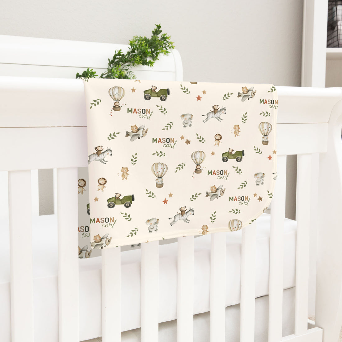 Sergeant Safari Personalized Keepsake Baby Blanket Military Safari Animals Boy Nursery Gift