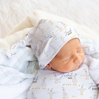 Personalized Baby Gown - Knotted Newborn Baby Boy Gown With Soft Stretch Fabric
