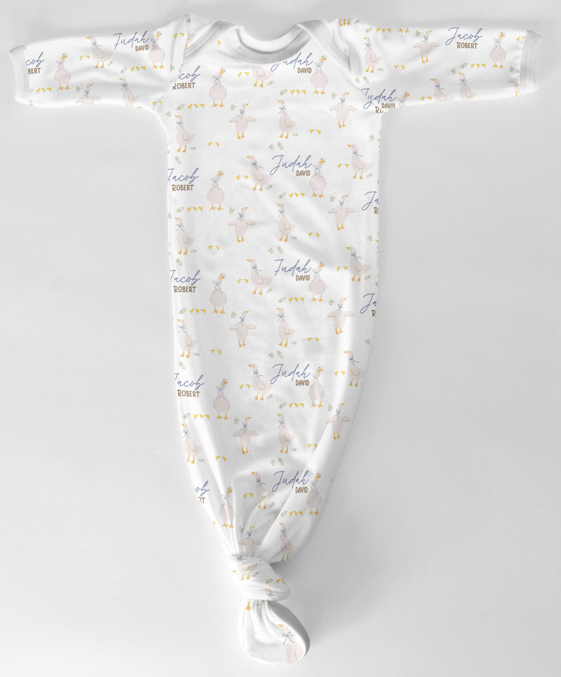 Personalized Baby Gown - Knotted Newborn Baby Boy Gown With Soft Stretch Fabric