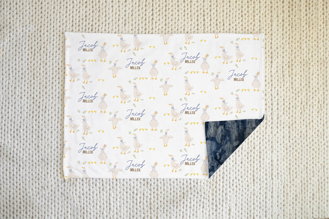 Personalized Baby Blanket – Minky Baby Boy Deluxe Goose Print Cozy Stroller Blanket