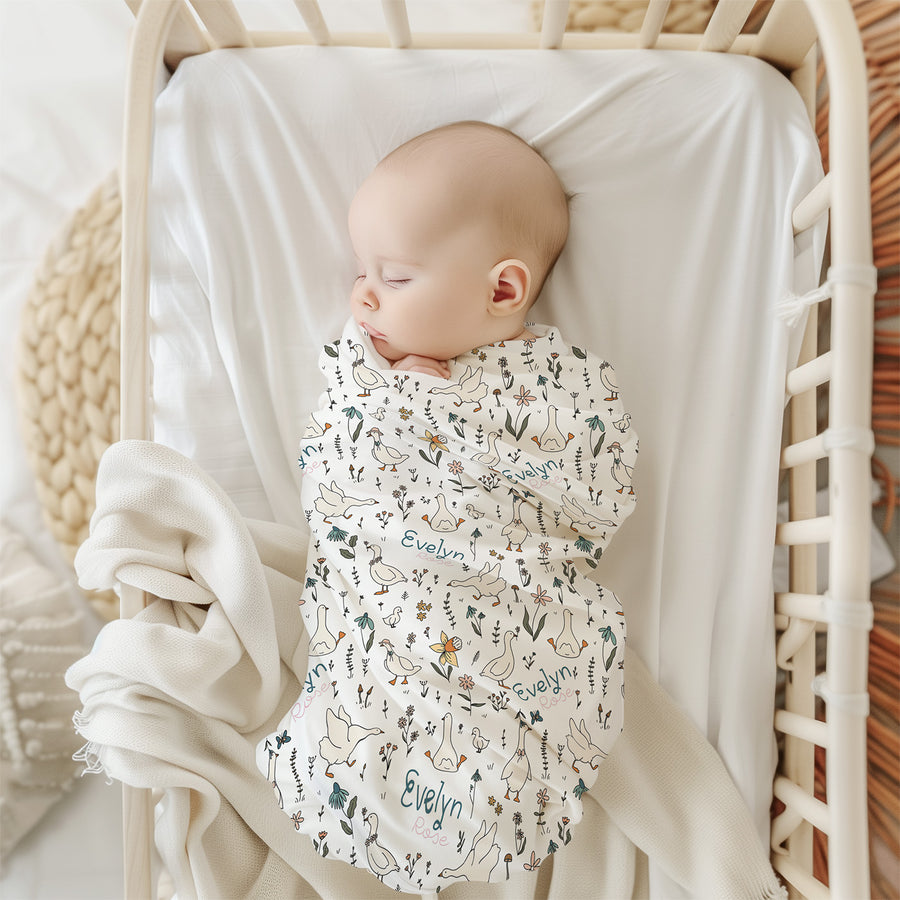 Silly Goose Baby Girl Swaddle Blanket