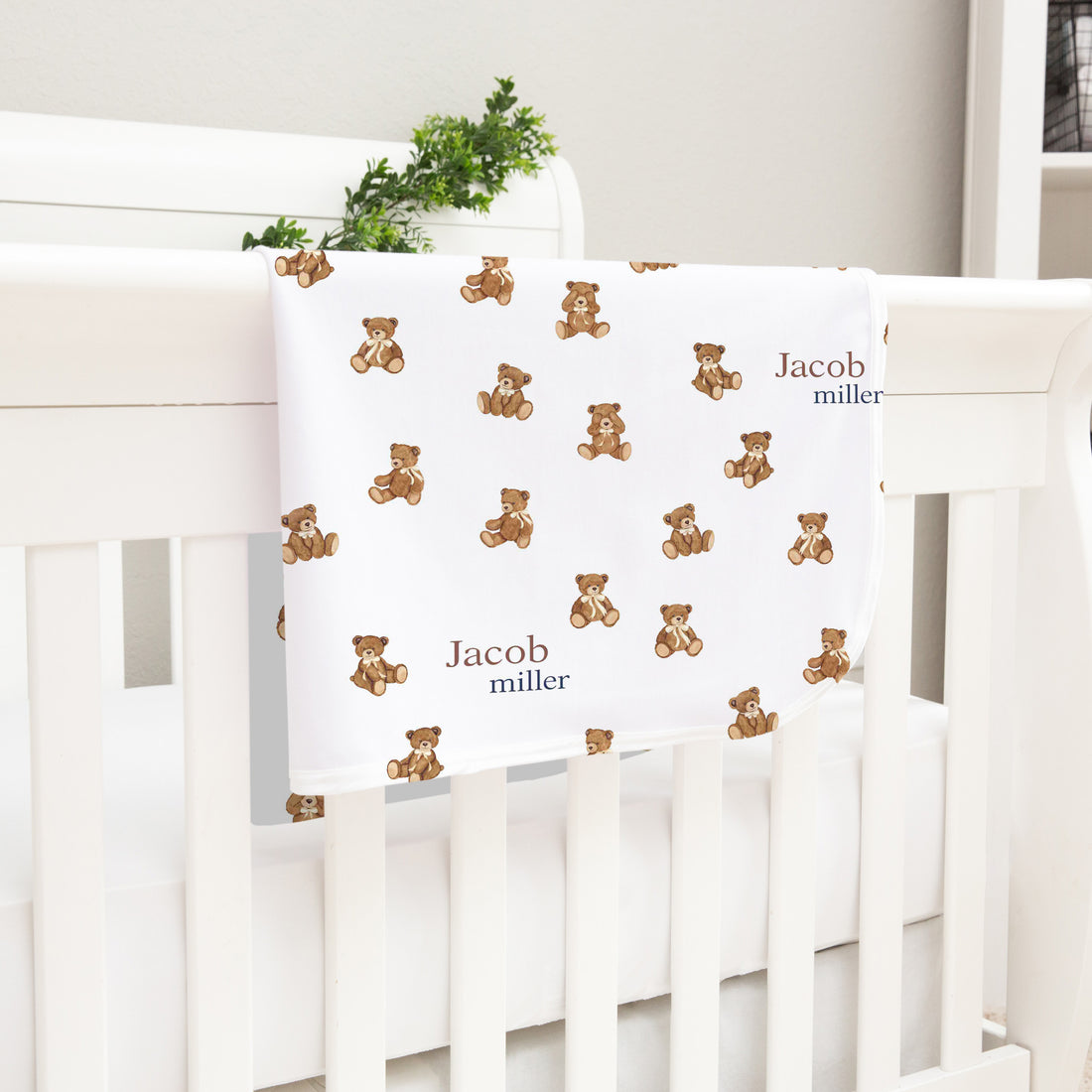 Personalized Baby Blanket – Vintage Teddy Bear Keepsake Satin Trimmed Blankie For Boys Or Girls
