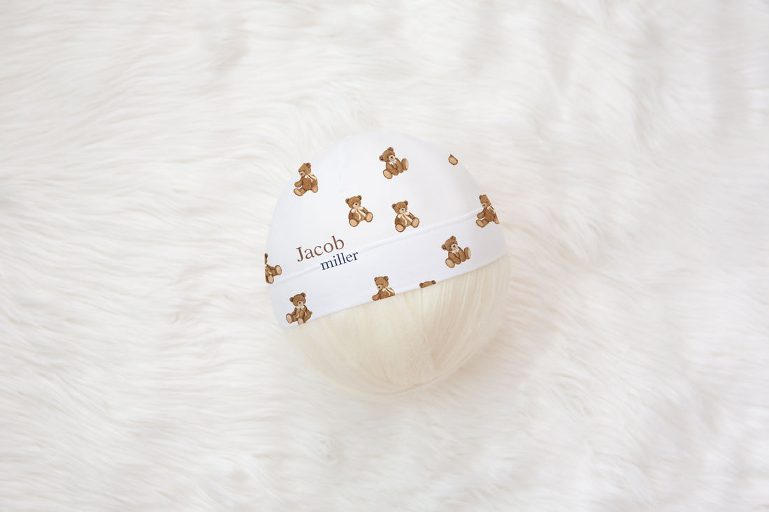 Teddy Bear Baby Hat or Headband Personalized