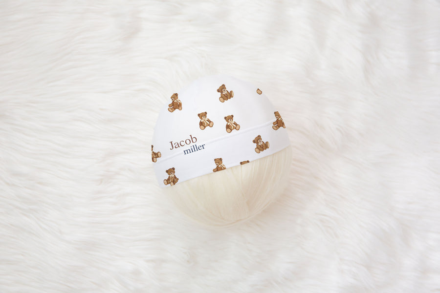 Teddy Bear Baby Hat or Headband Personalized