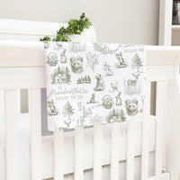 To Grandmother’s House We Go Personalized Keepsake Baby Blanket, Satin Bound Woodland Blankie for Grandbabies