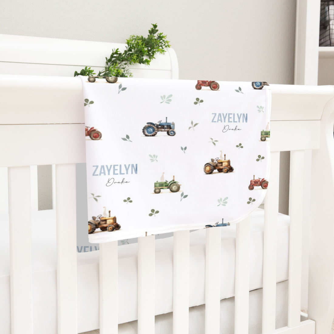 Tractor Days Personalized Keepsake Baby Blanket Farm Boy Nursery Heirloom Gift