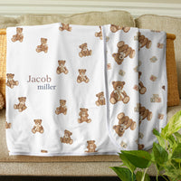 Personalized Teddy Bear Baby Swaddle Blanket