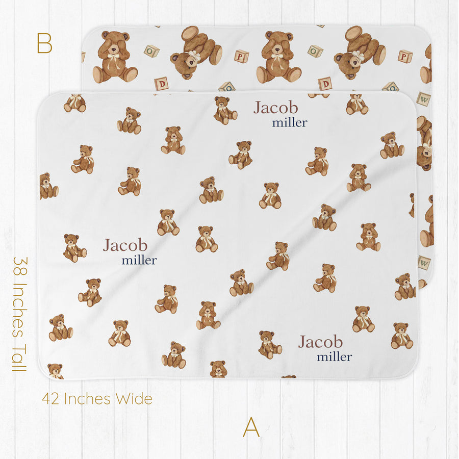 Personalized Teddy Bear Baby Swaddle Blanket