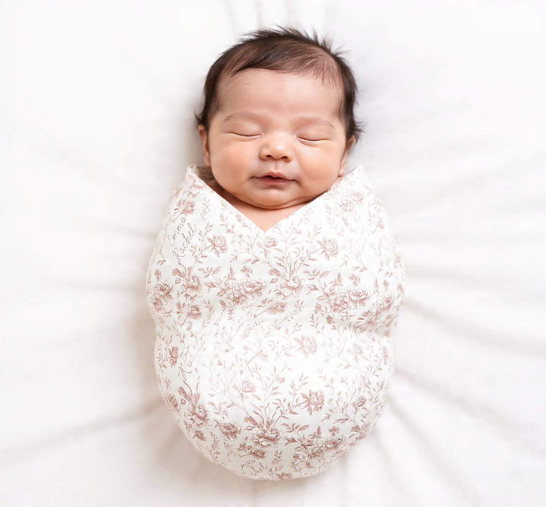 Baby Girl Blanket - Floral Toile Design Plush Keepsake Double-Sided Nursery Blanket