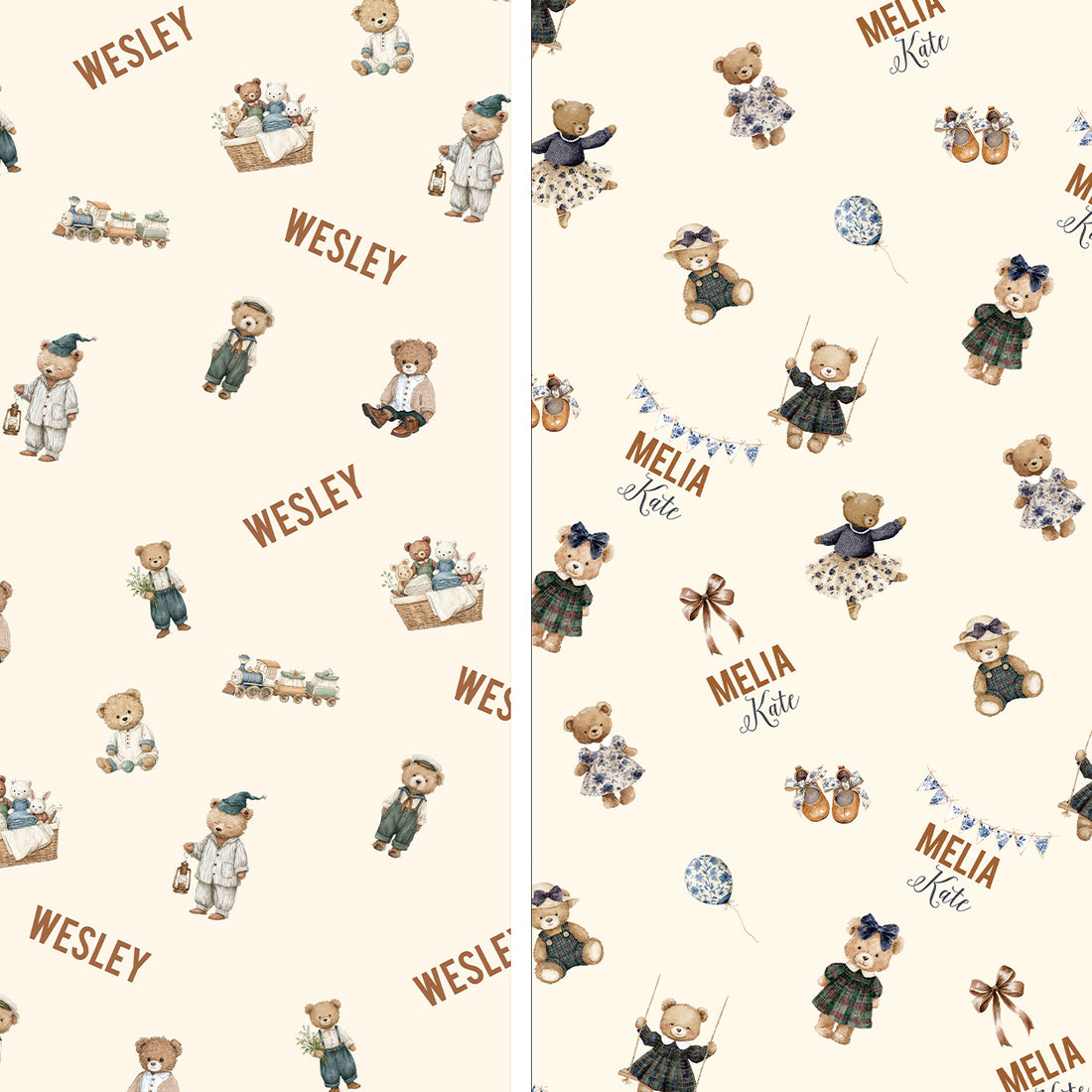 Teddy Bear Blankie - Personalized Baby Keepsake Blanket with Satin Trim, Soft Plush Comforter