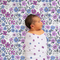 Violet Fields Floral Personalized Crib Sheet