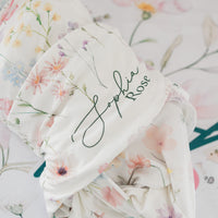 Wildflower Baby Swaddle Blanket with Name