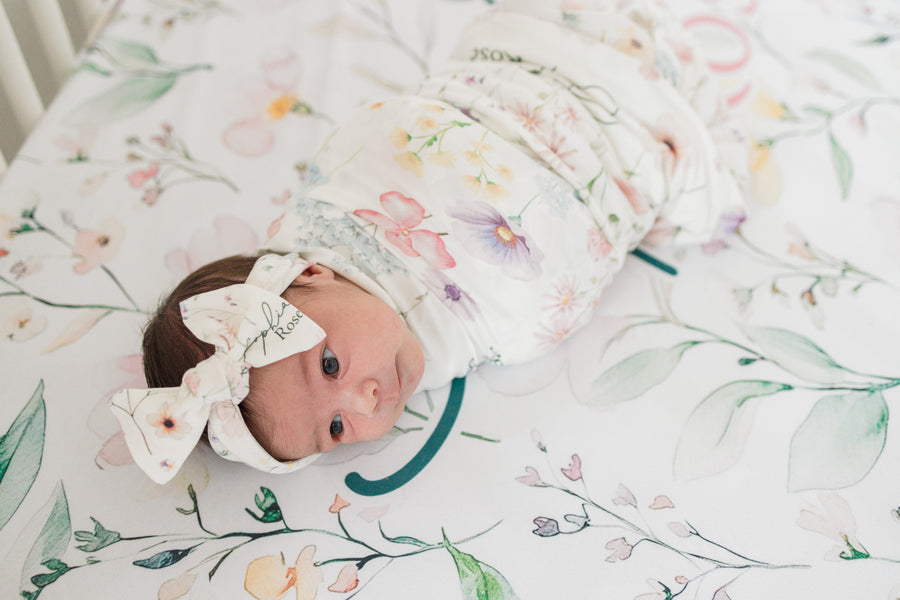 Wildflower Baby Swaddle Blanket with Name