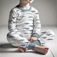 Whales Pajamas for Boys - Nautical Whale Print PJ's with Name