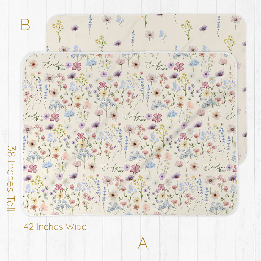 Wildflower Baby Swaddle Blanket with Name
