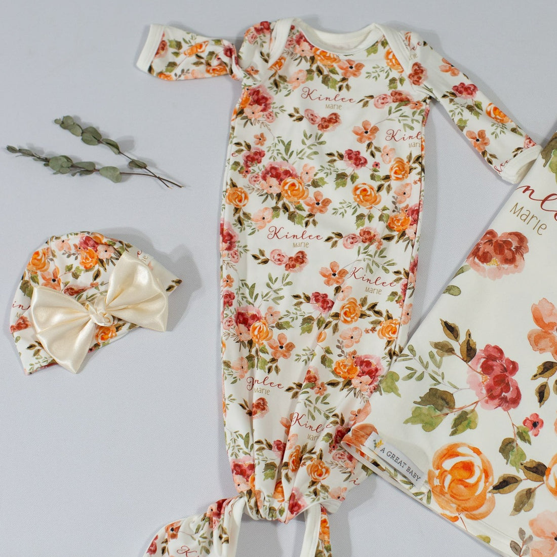 Patti's Fall Floral Knotted Baby Gown