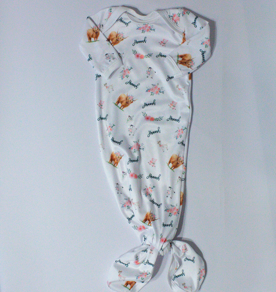 Oopsy - Hannah Baby Gown & Hat with Bow