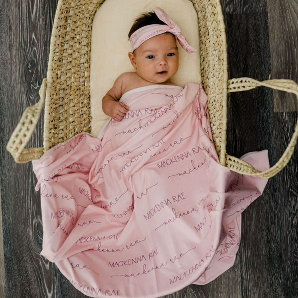 【 Baby Alexia 】Gauze Swaddle  Girl Stretchy Swaddle Blanket - AGreatBaby Camden Pale Pink