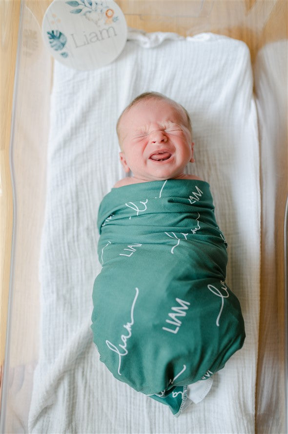 Teal  Green Camden Name Only Personalized Baby Swaddle Matches Safari Baby Gown A Great Baby