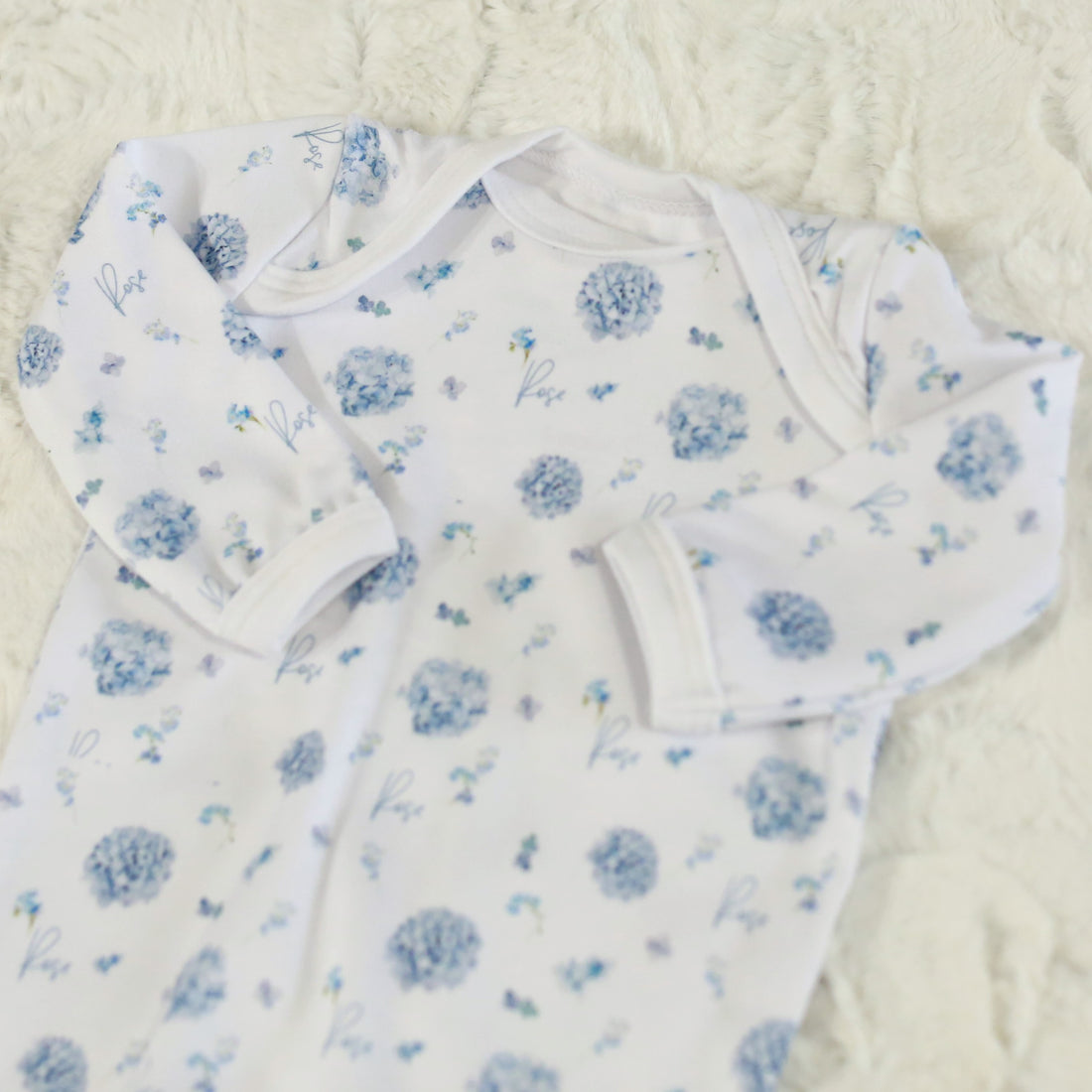 Mary's Blue Floral Knotted Baby Gown