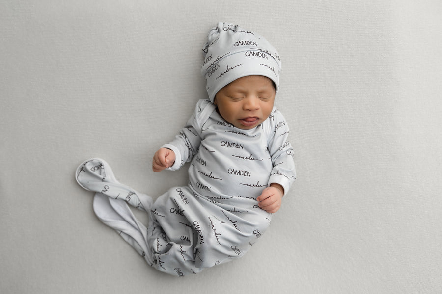 Camden Oatmeal Knotted Baby Gown