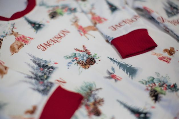 Christmas in the Forest Pajamas (3 month to kids 14)
