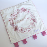 Baby Lovie - Floral Mauve Ribbon Tag Soft Plush Lovey for Infant Comfort