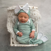 Camden Sassy Sage Knotted Baby Gown