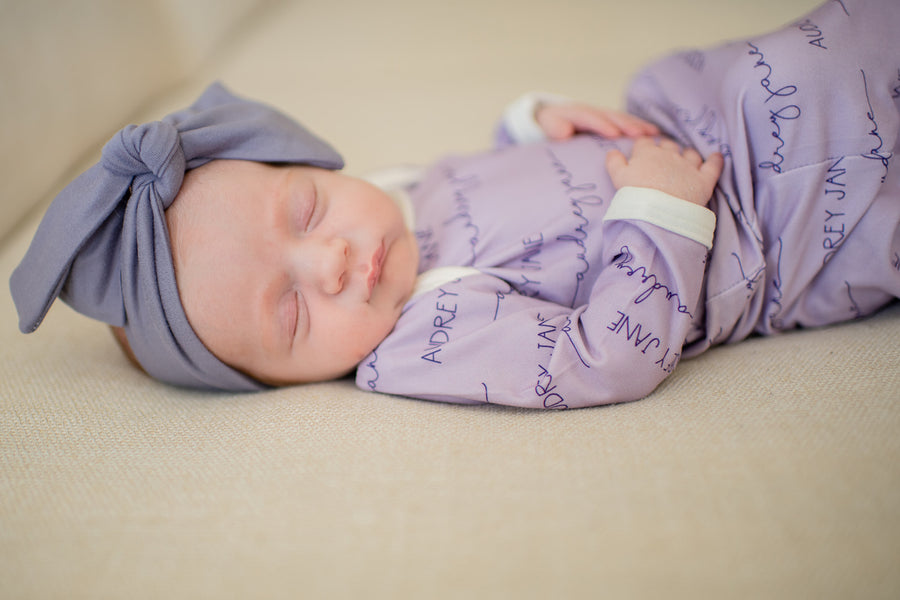 Camden Lavender Knotted Baby Gown