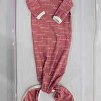 Camden Dusty Rose Knotted Baby Gown