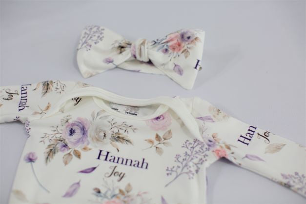 Crystal Jean Floral Knotted Baby Gown