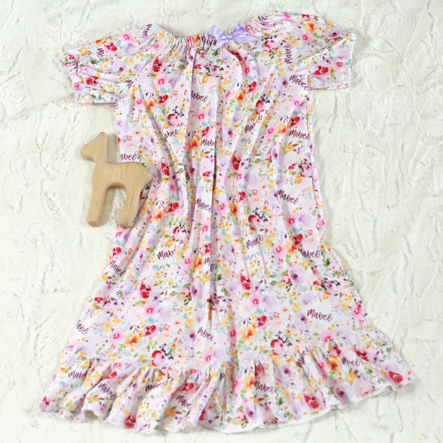 Amelia's Pink Floral Kid's Nightgown  (12 months to kids 14)