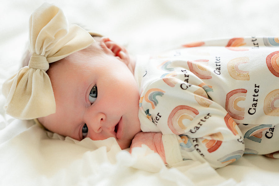 Rainbow Neutral Knotted Baby Gown