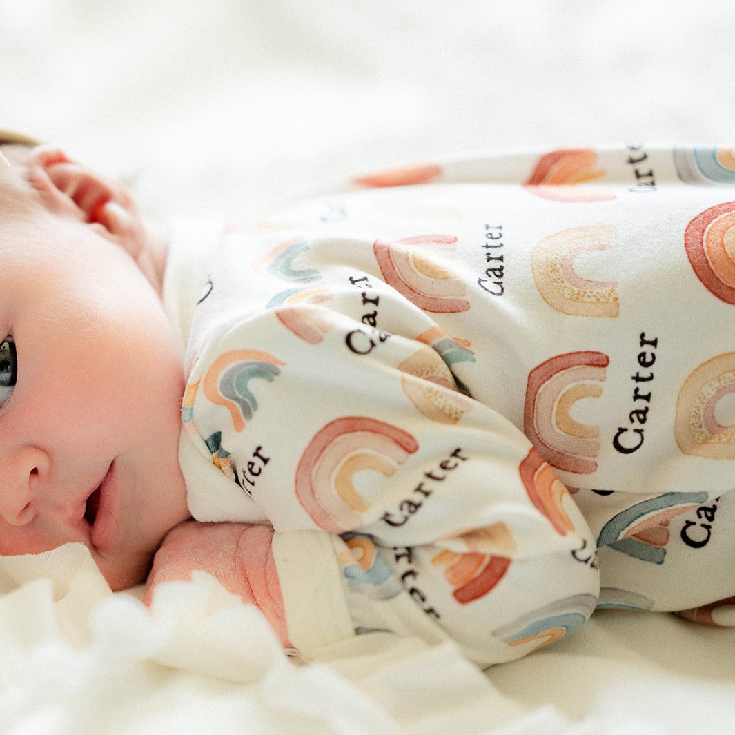 Rainbow Neutral Knotted Baby Gown