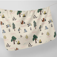 Winnie The Pooh Swaddle Blankets For Girl Hanging Up on a line