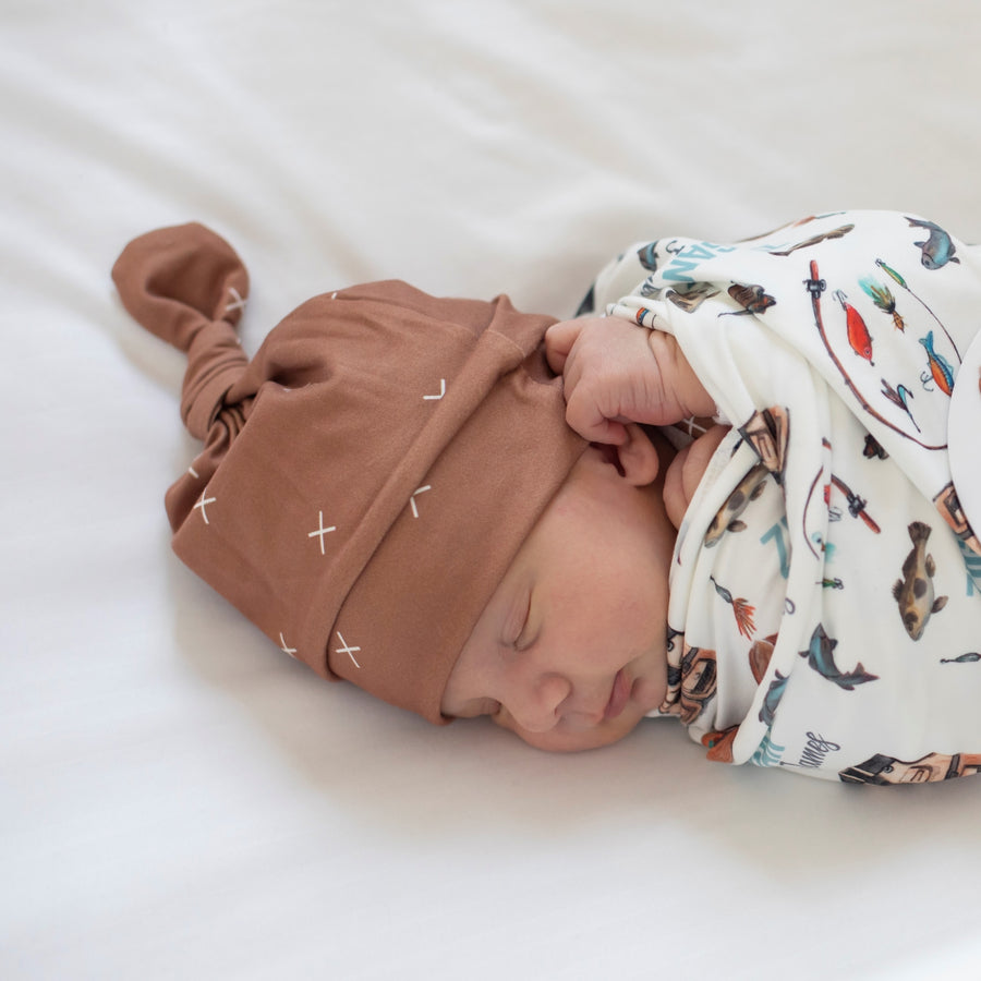 X Marks the Spot (Brown) Knotted Baby Gown