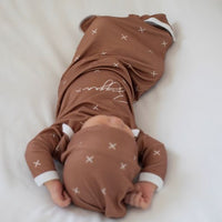 X Marks the Spot (Brown) Knotted Baby Gown