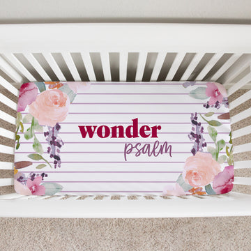 Amelia Pink Floral Personalized Custom Crib Sheet