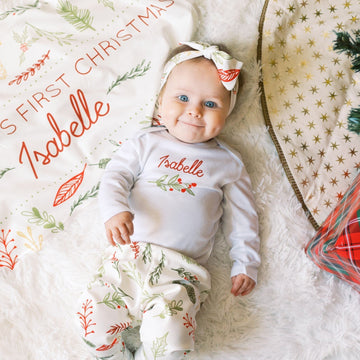 baby's first christmas outfit with name
