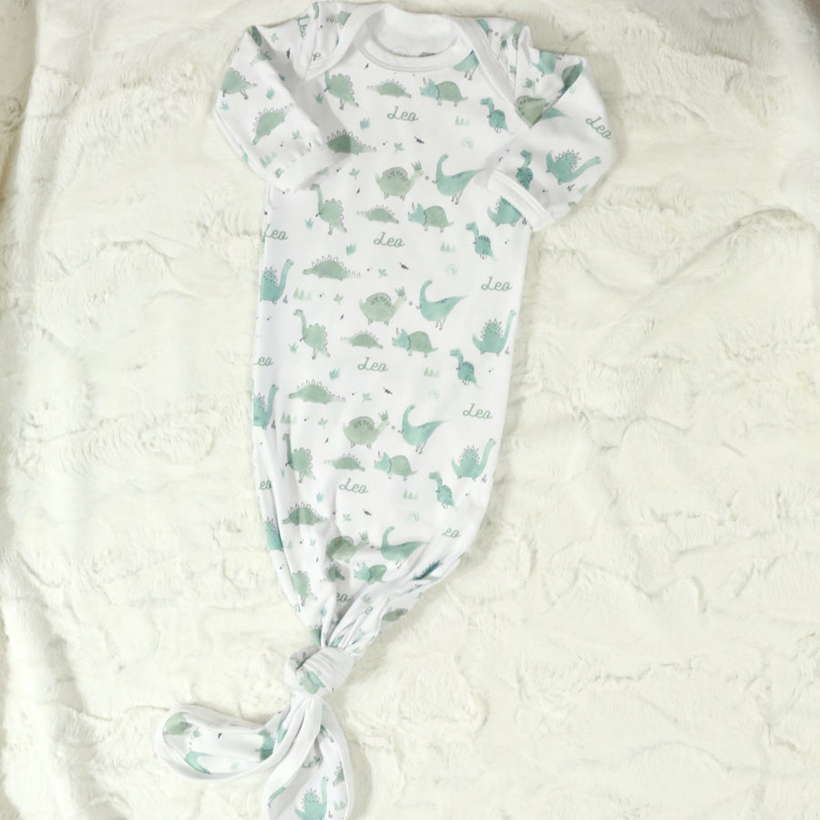 Dino Baby Knotted Gown - BOY