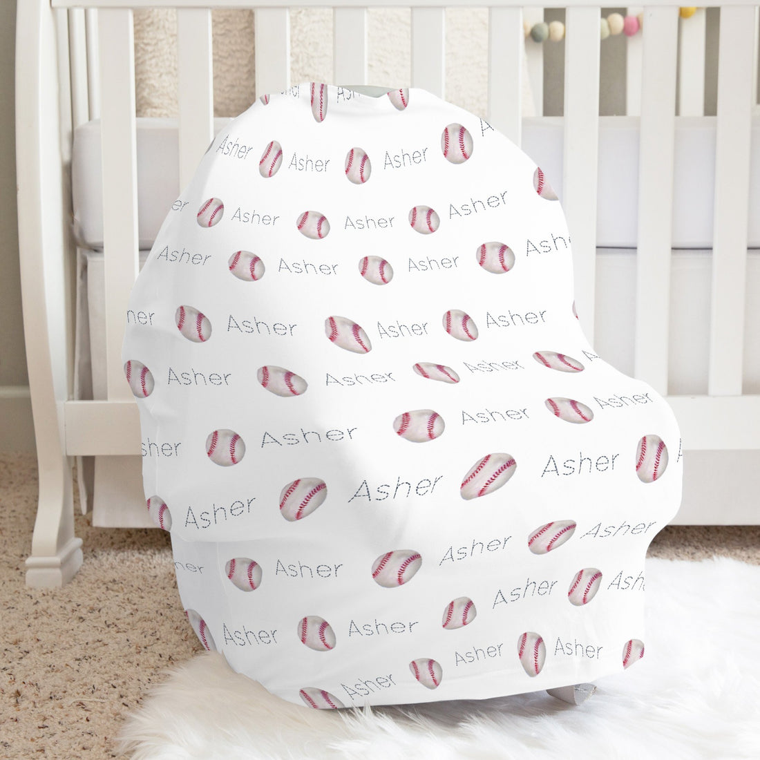 baseball personalized car seat cover for baby boy