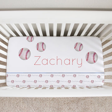 baseball nursery crib sheet with name
