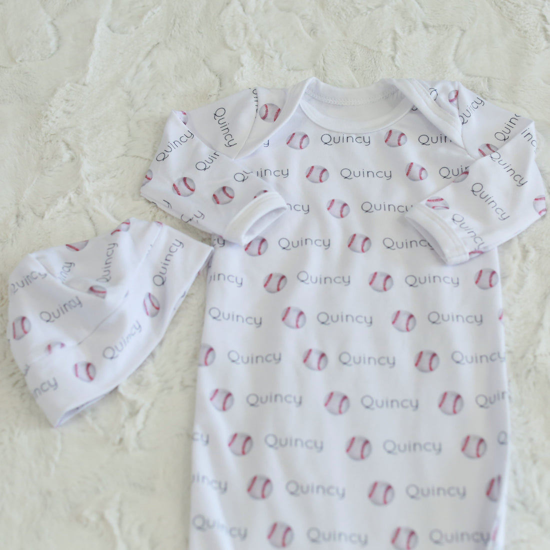 Baseball Dreams Knotted Baby Gown