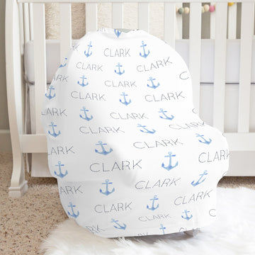 Blue Pastel Anchors Car Seat Cover