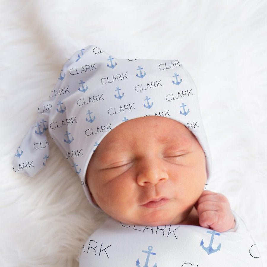 Blue Pastel Anchors Stretchy Swaddle
