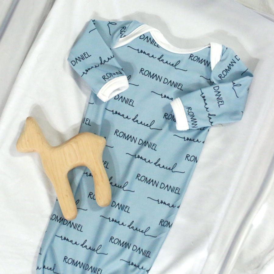 Camden Blue Knotted Baby Gown