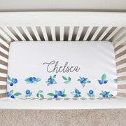 blueberry personalized crib sheet for baby girl nursery