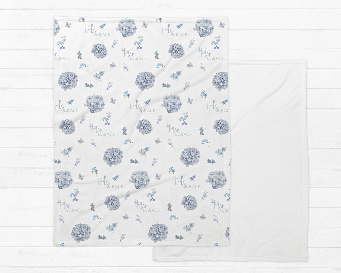 Mary's Blue Floral Minky Deluxe Throw