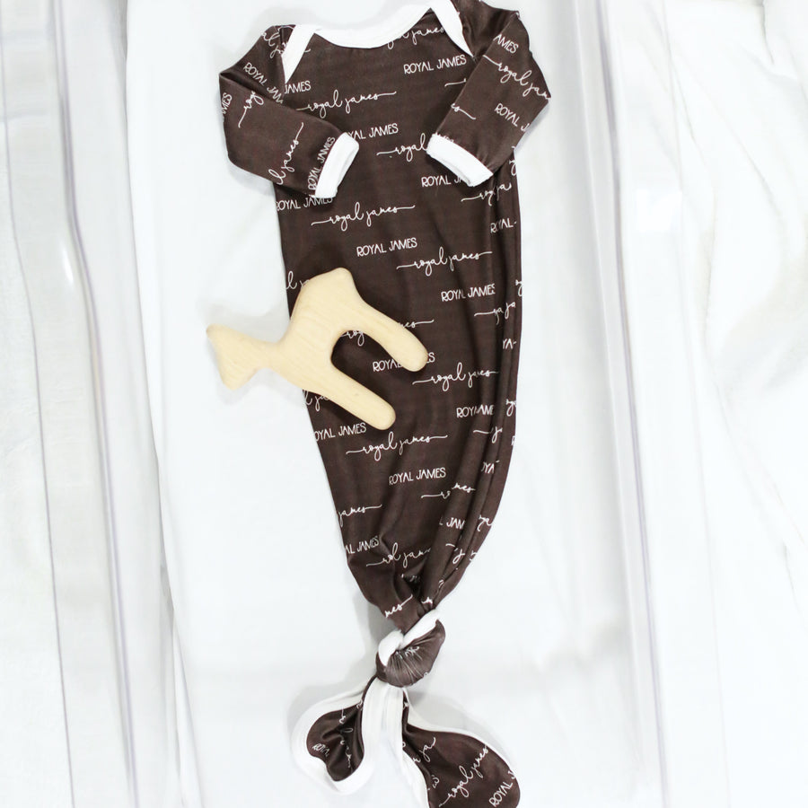 Camden Knotted Baby Gown Chocolate Brown